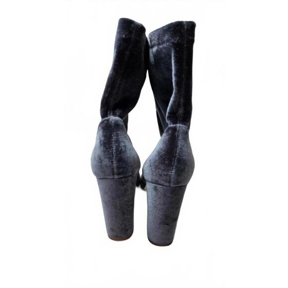Sam Edelman Women's Blue/Gray Velvet Ankle Boots with 4" Block Heels Size 9 - Picture 5 of 7